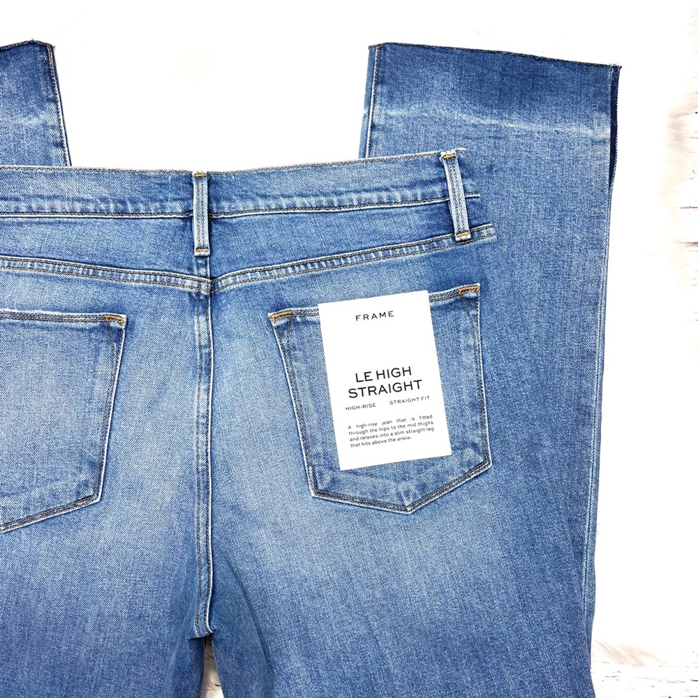 🚫SOLD! |•NWT🤩 |•FRAME•| Le High Straight High-Rise Raw Edge Slit Jeans - Picture 7 of 15